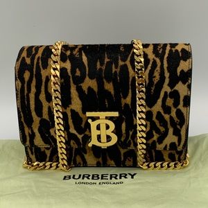 BURBERRY small TB genuine calf hair crossbody bag